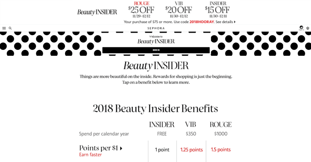 Loyalty program - Sephora beauty insider