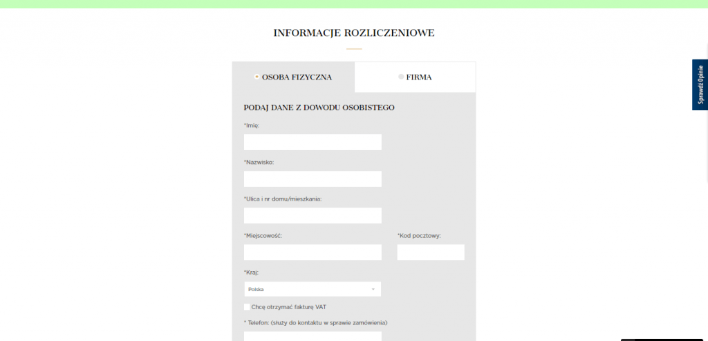Order Form for MennicaWroclawska.pl
